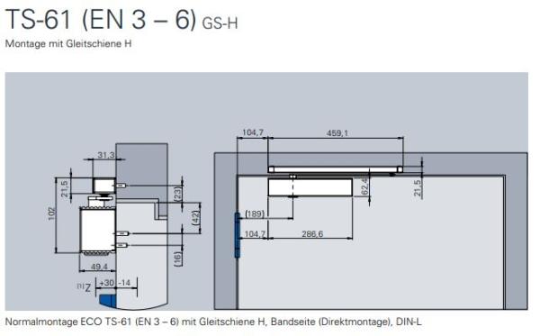 ECO Gleitschienenschließer TS 61 B – EN 3-6